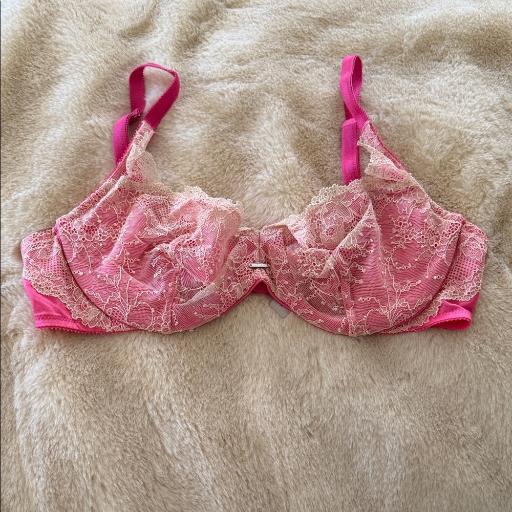 Victoria's Secret Hot Pink Lace Underwire Bra